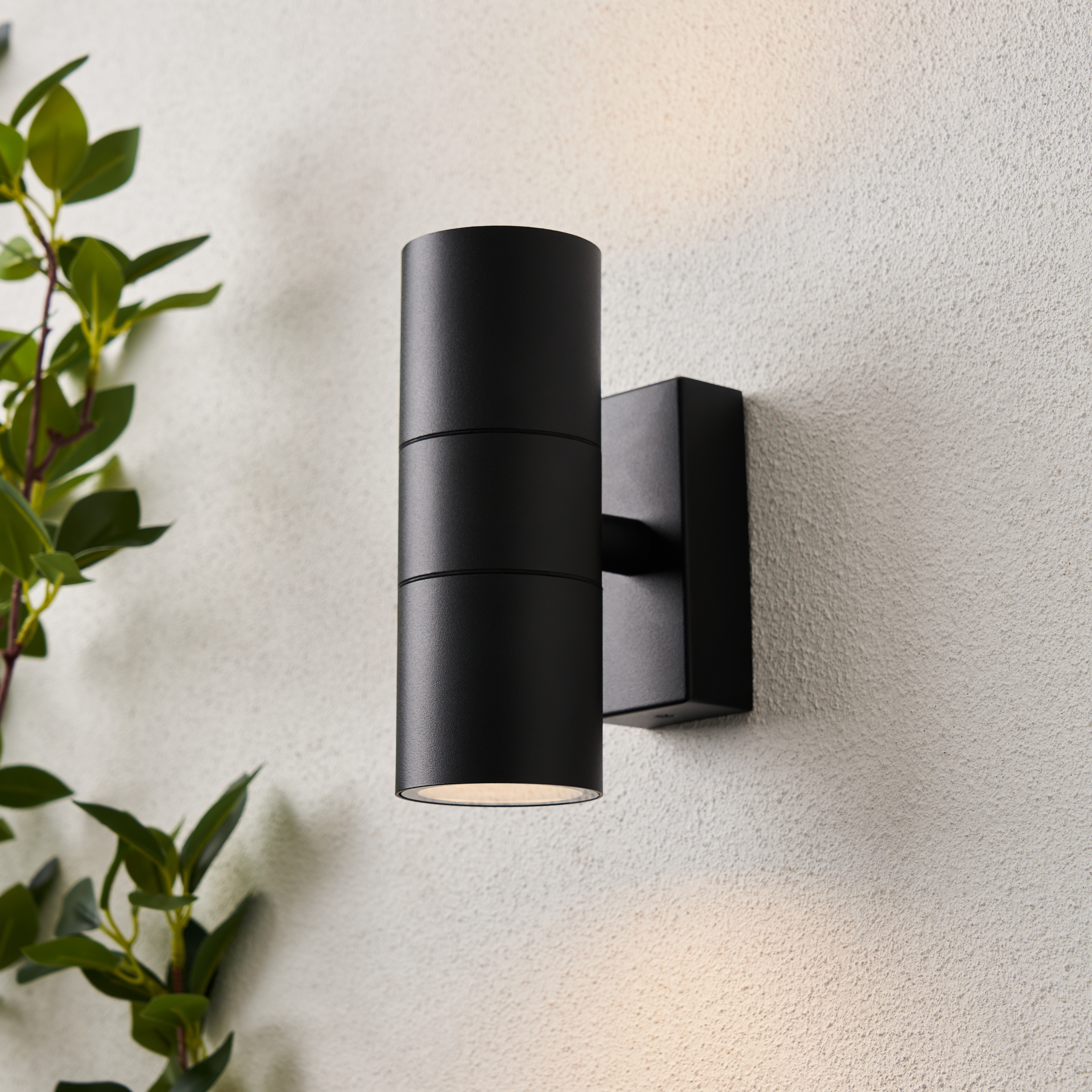 Leto 2 Light Up and Down Outdoor Wall Light Black